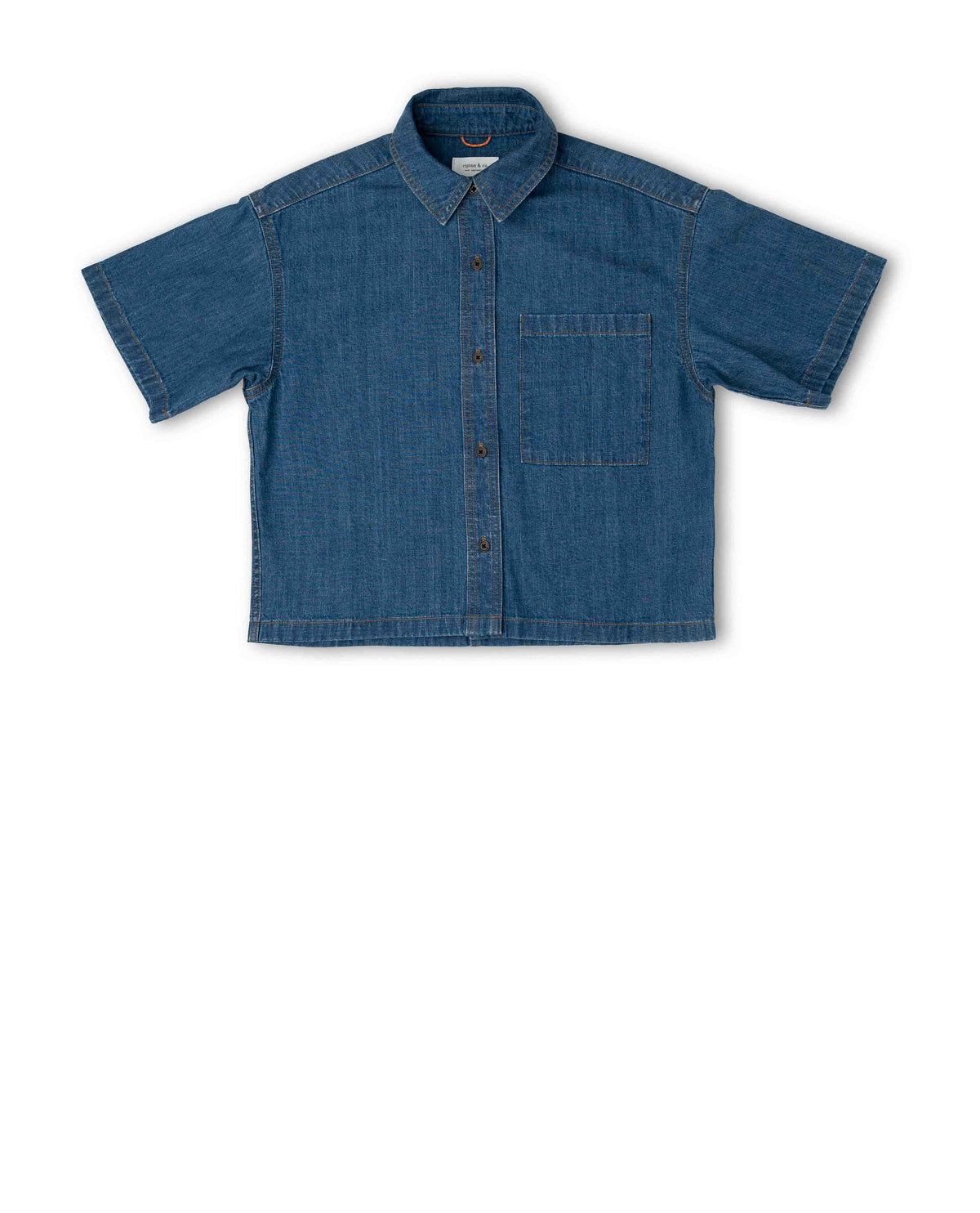 Blue denim shirt on a white background