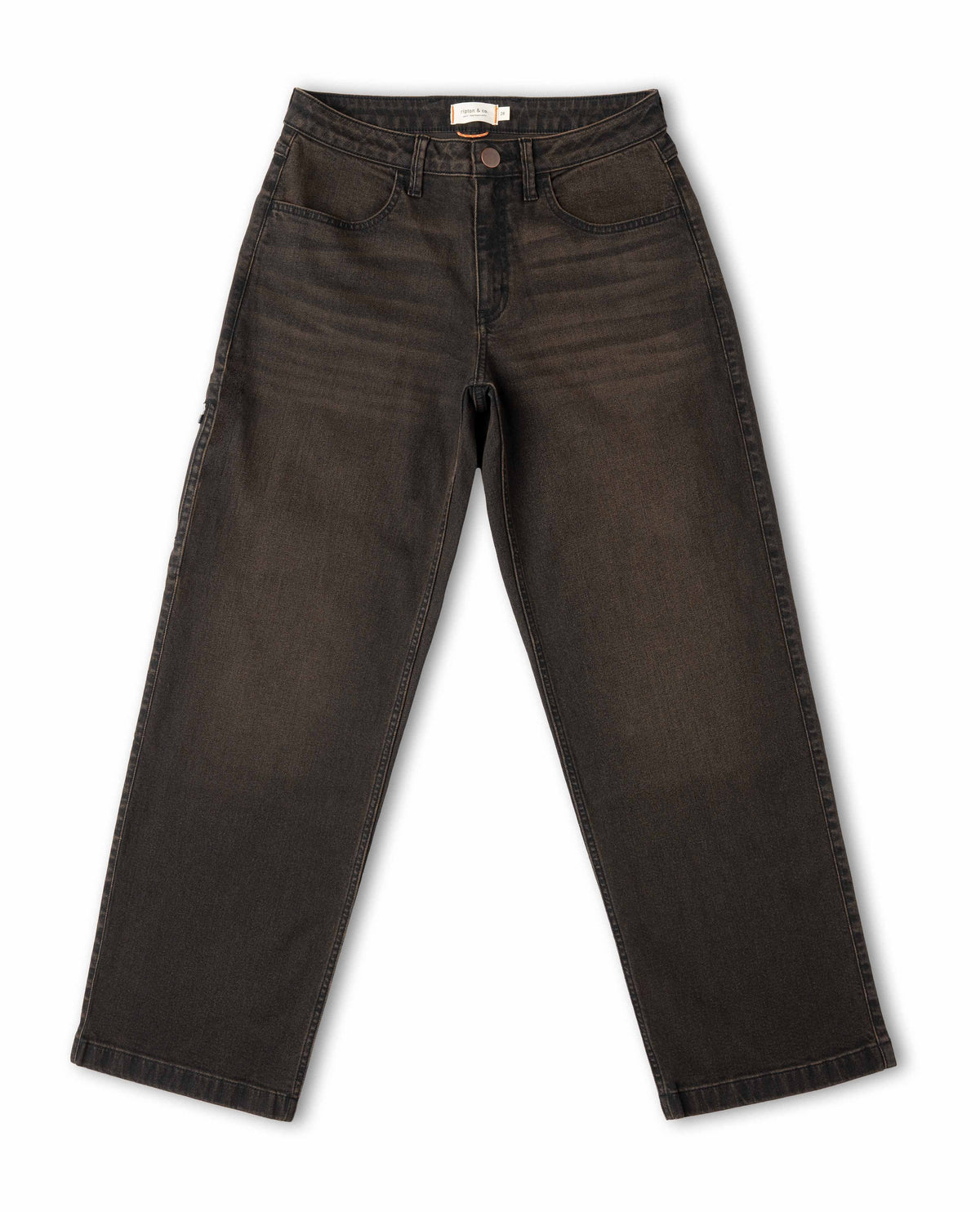 Dark brown jeans on a white background