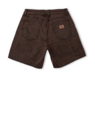 Brown shorts with a brand logo on a white background