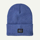 Blue beanie with Patagonia logo on a white background