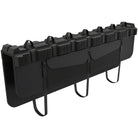 Black truck bed organizer with multiple compartments on a white background