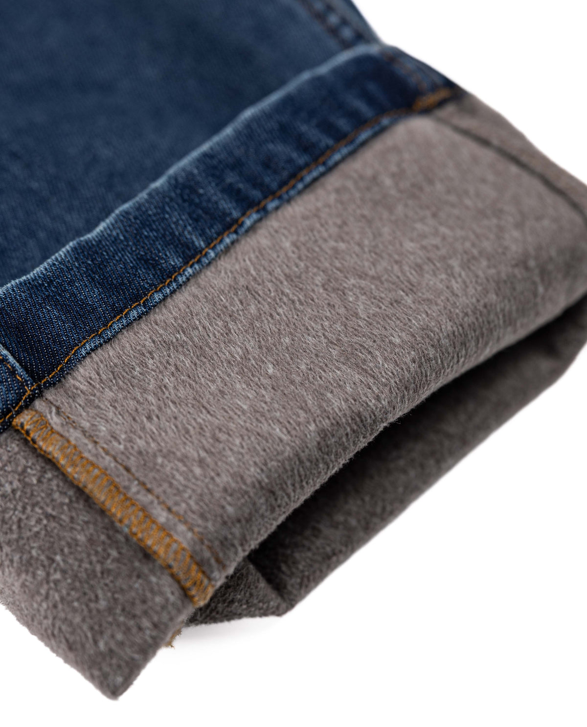 Close-up of a folded piece of clothing with blue and gray fabric.