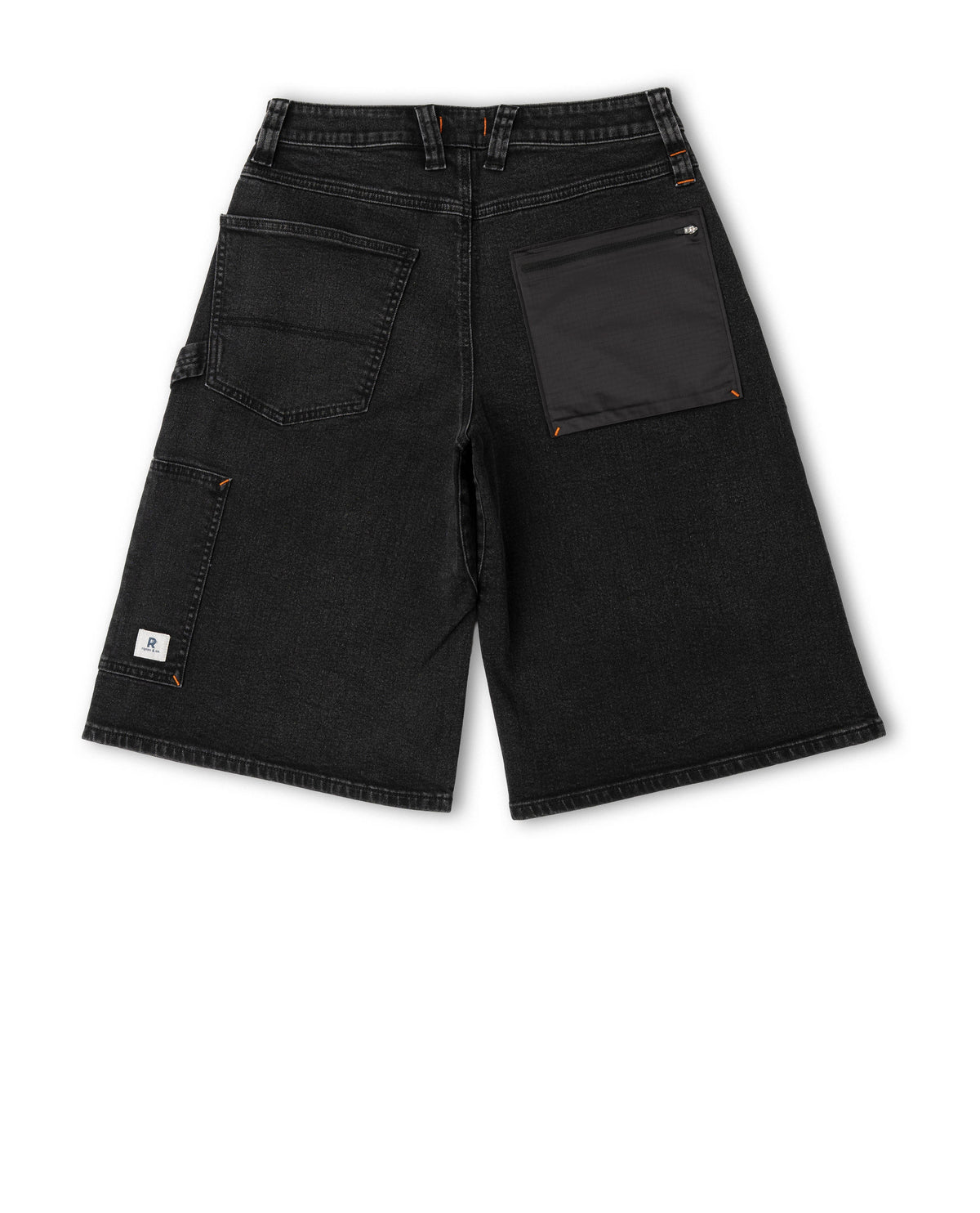 Black shorts shown from the back on a white background