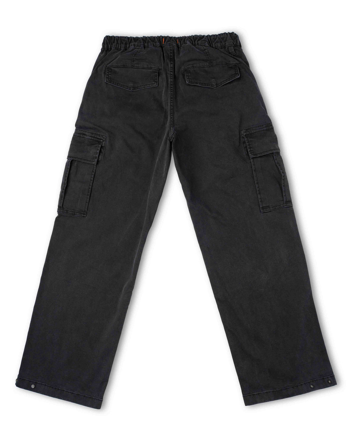 Black cargo pants on a white background