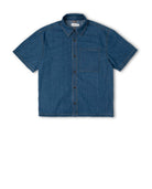 Blue denim shirt on a white background