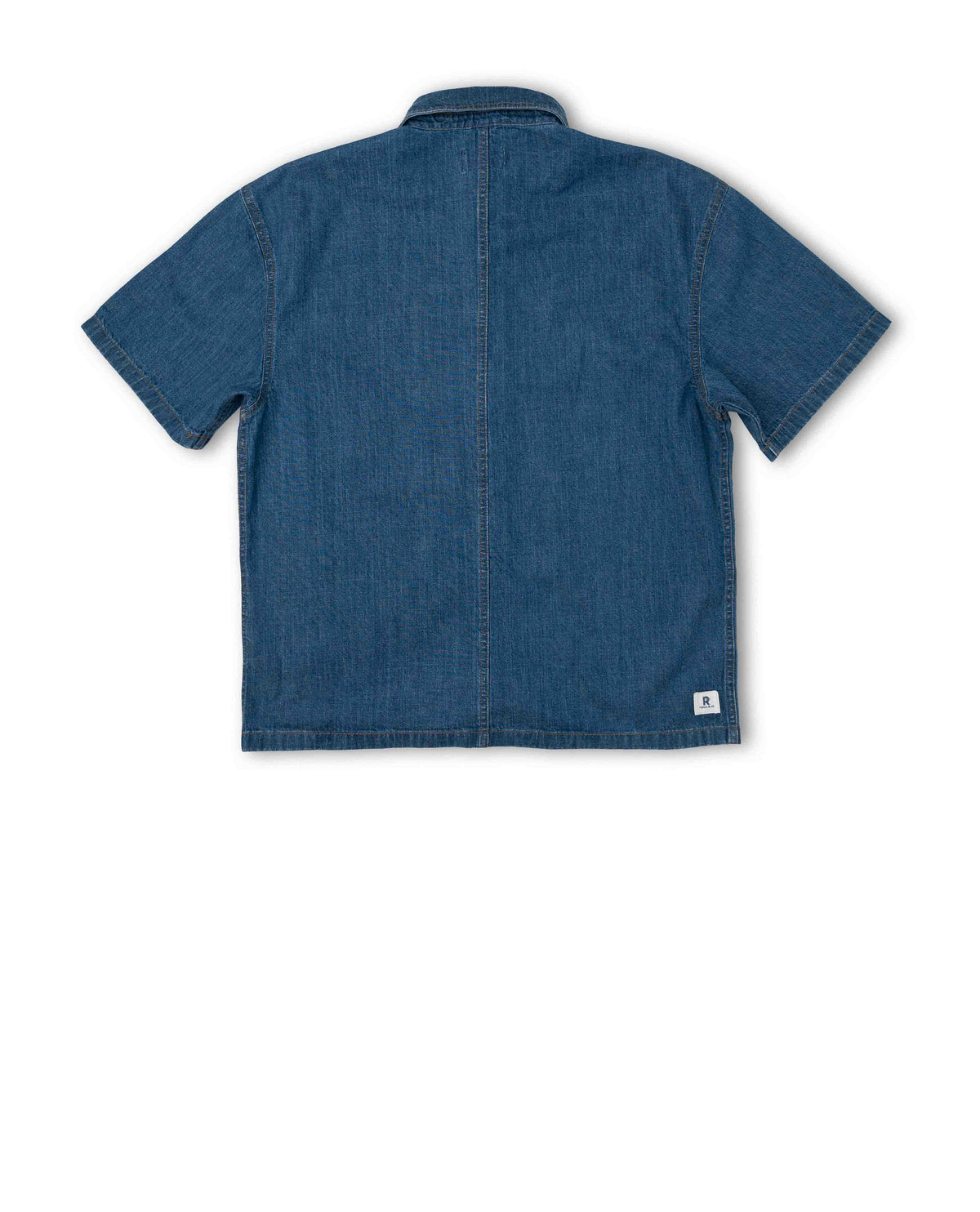 Blue denim shirt on a white background