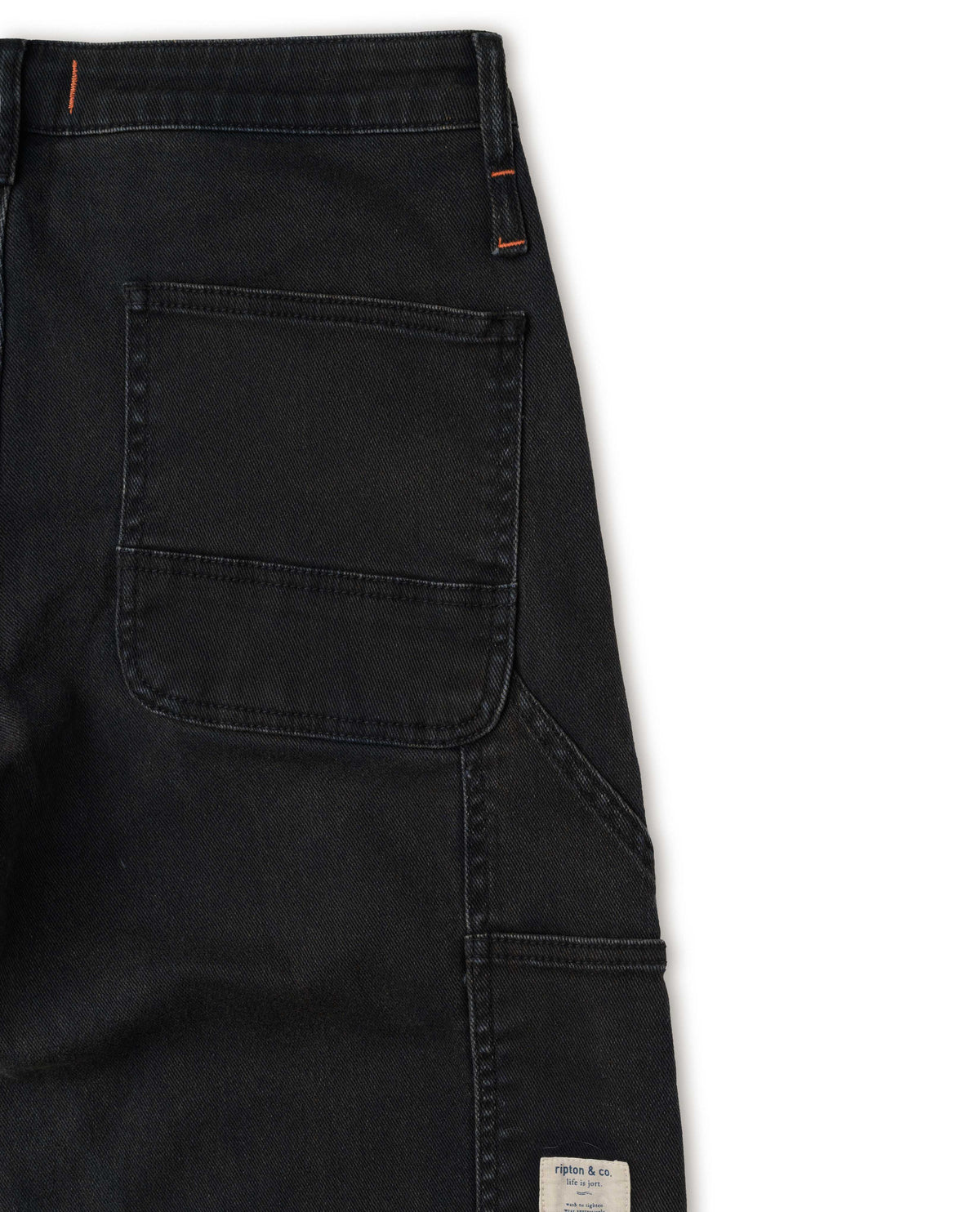 Black utility pants back pocket detail