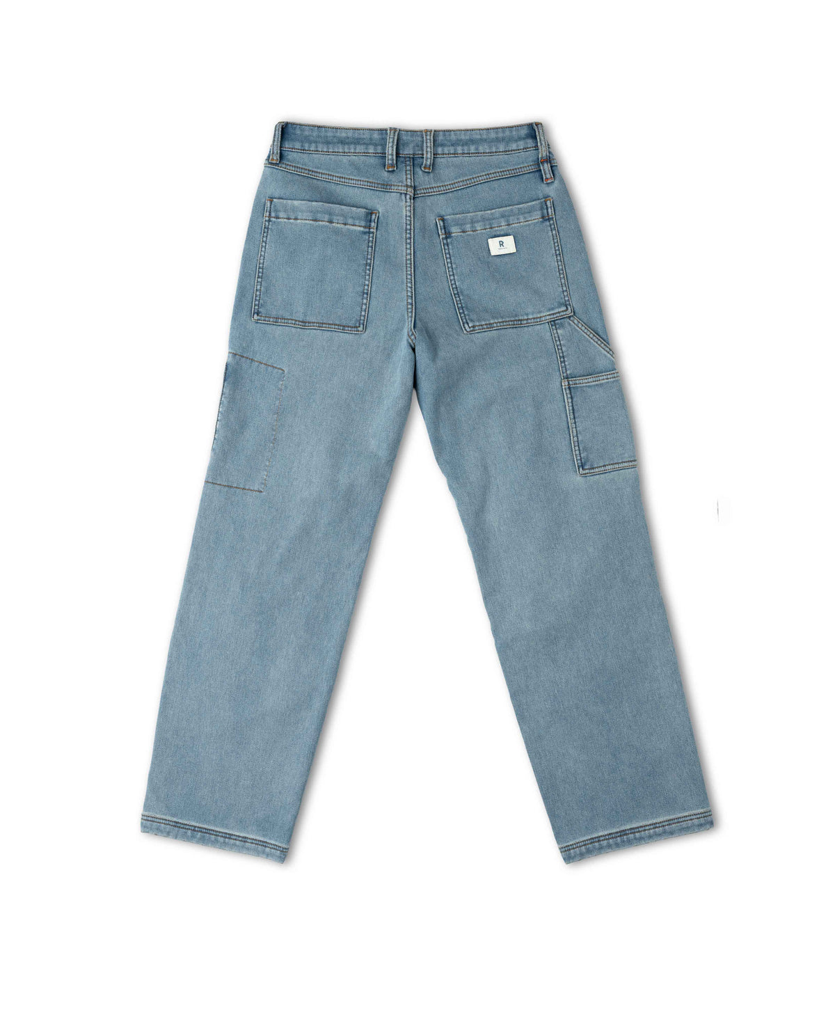 Light blue jeans on a white background