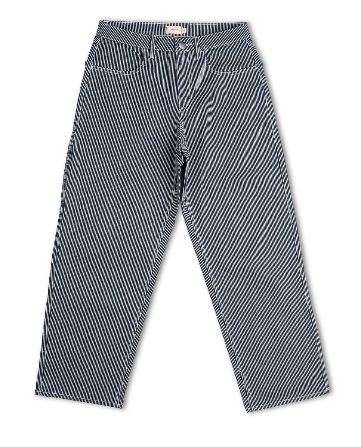 Blue striped jeans on a white background
