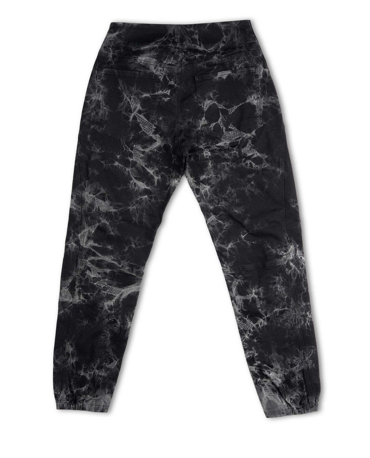 Black marble patterned pants on a white background