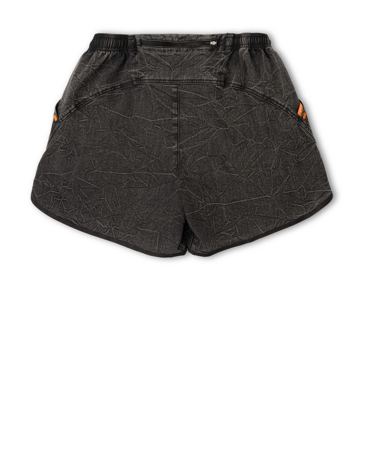 Black textured shorts on a white background