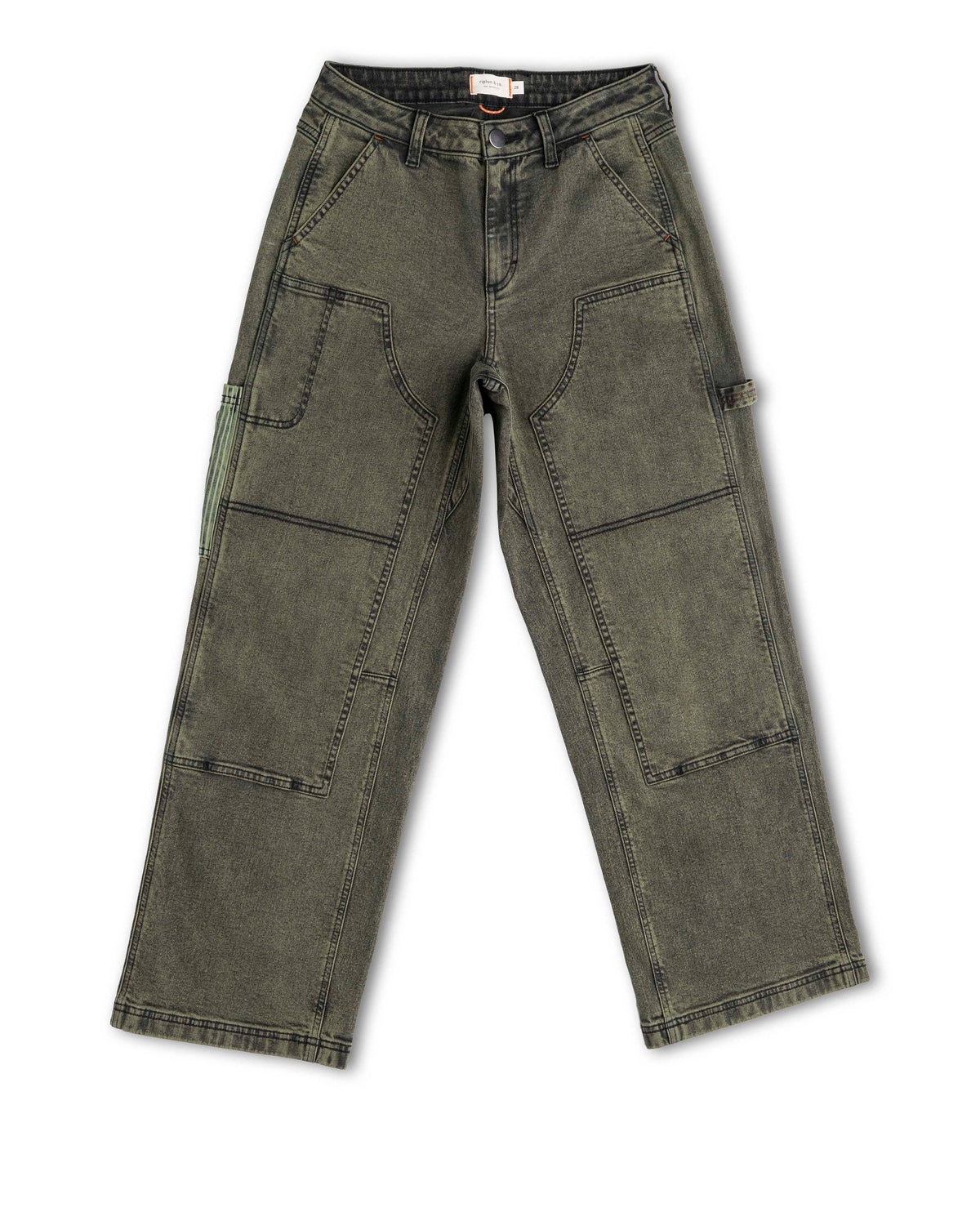 Green cargo pants on a white background