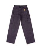 Dark gray pants with a brand logo on a white background