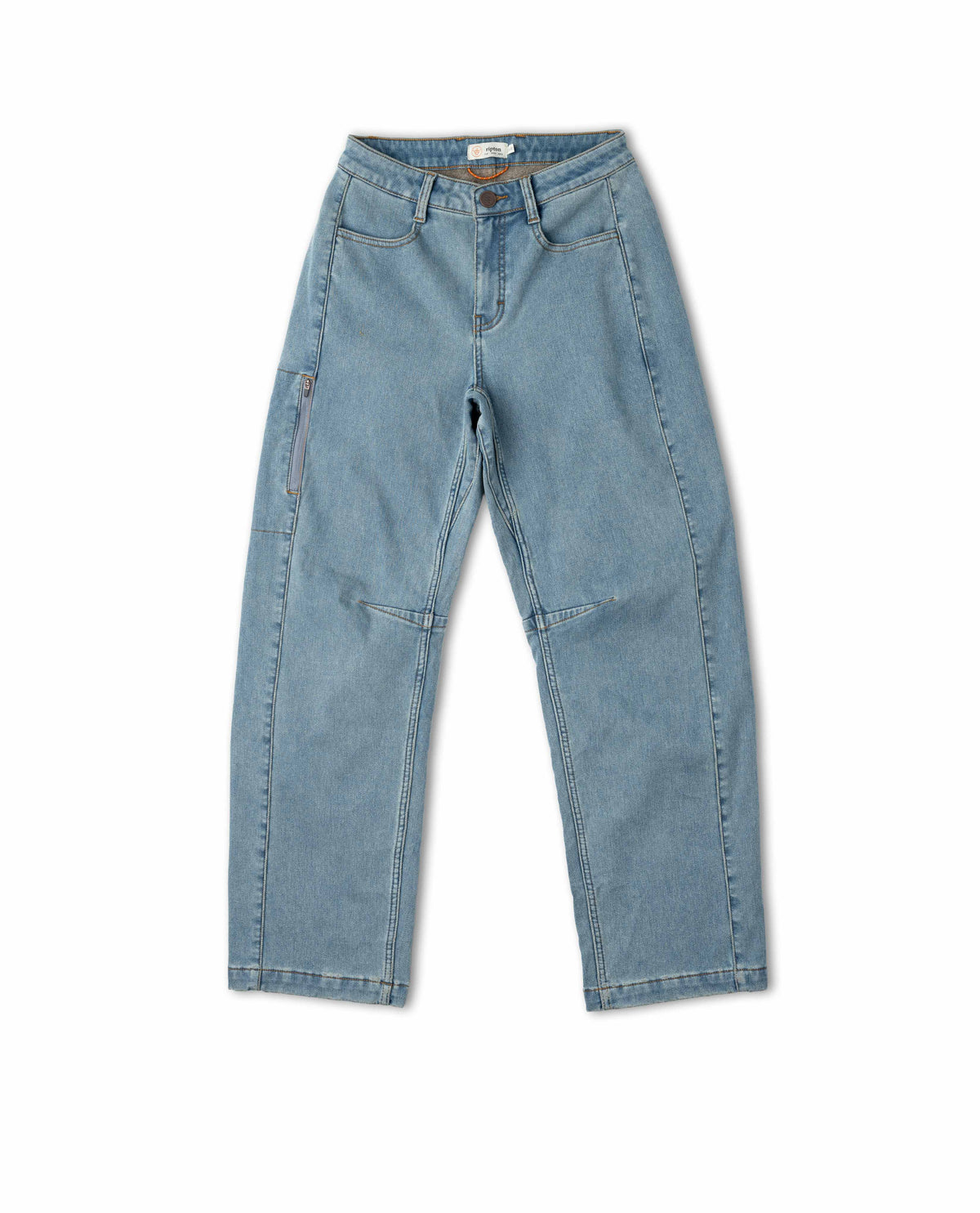 Light blue jeans on a white background