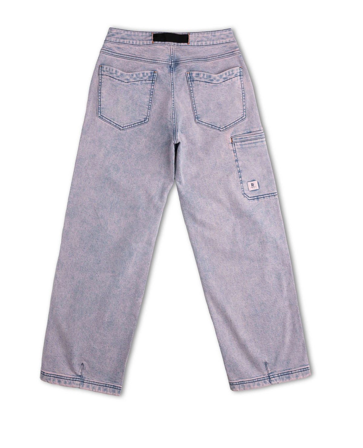 Light blue jeans on a white background