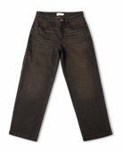 Dark brown jeans on a white background