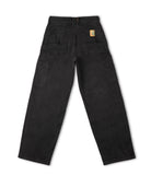 Black pants with a brand logo on a white background