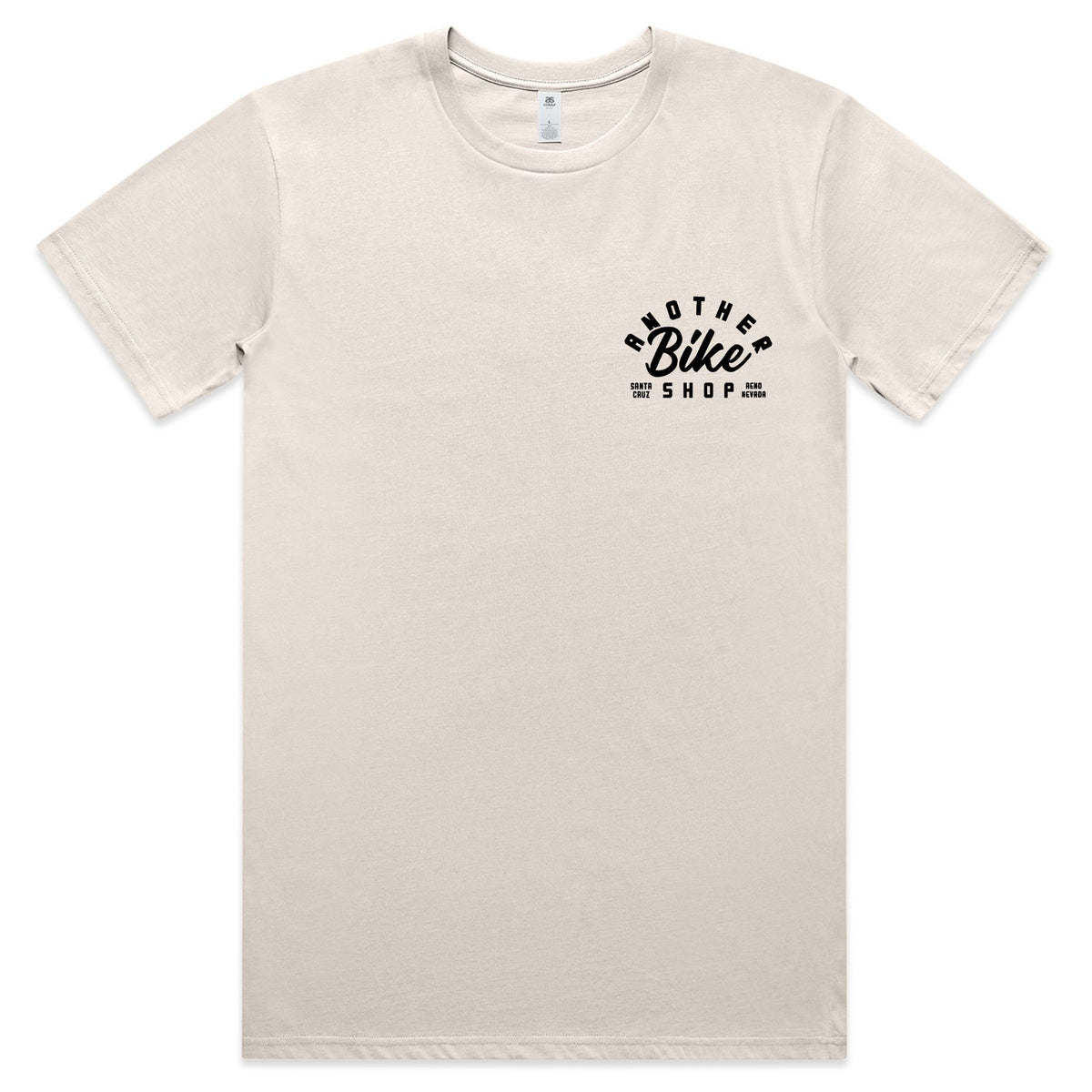 ABS Badge SS Tee in Bone - front view with modern ABS logo