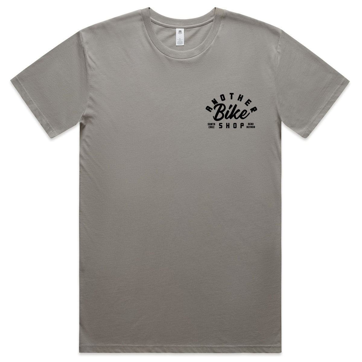 ABS Badge SS Tee in Granite - front view with modern ABS logo