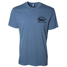 ABS Badge SS Tee in Slate Blue - front view with modern ABS logo