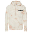 ABS Vintage Tie Dye Hoodie in Dusty Pink - front view featuring 1990-2000 ABS heritage logo