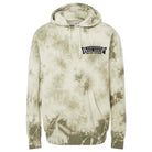 ABS Vintage Tie Dye Hoodie in Olive - front view featuring 1990-2000 ABS heritage logo